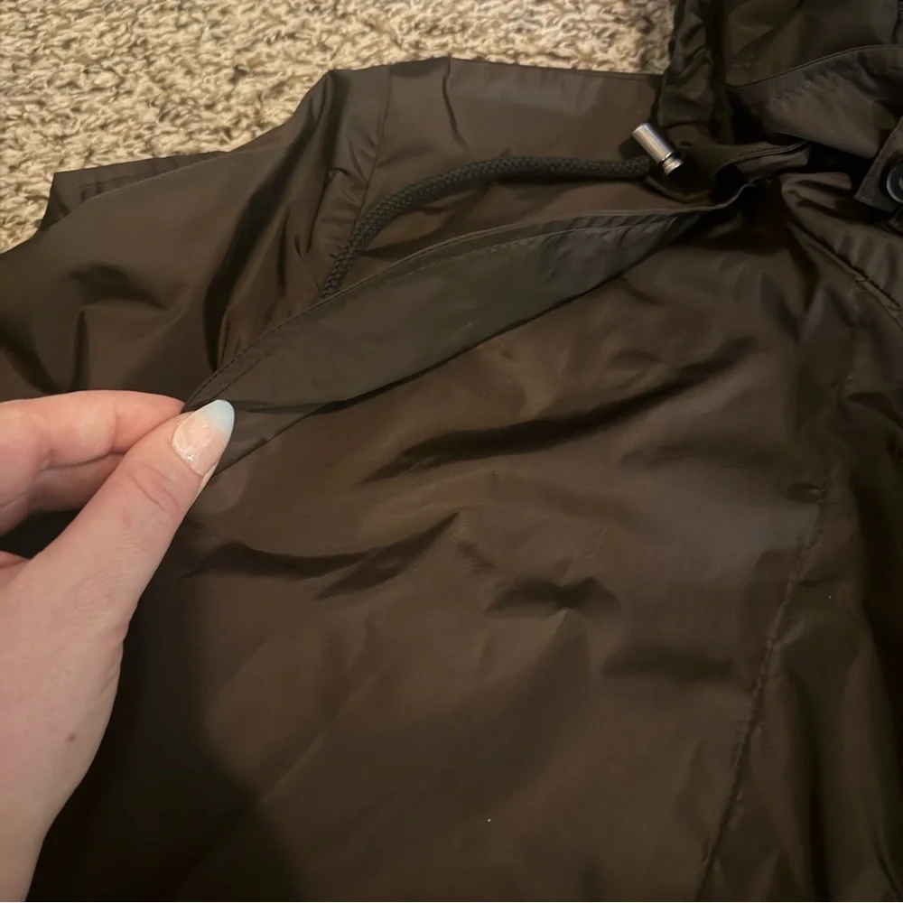 Aquascutum London Brown Long Packable Hooded Rain Coat Womens Size Small - Picture 11 of 15